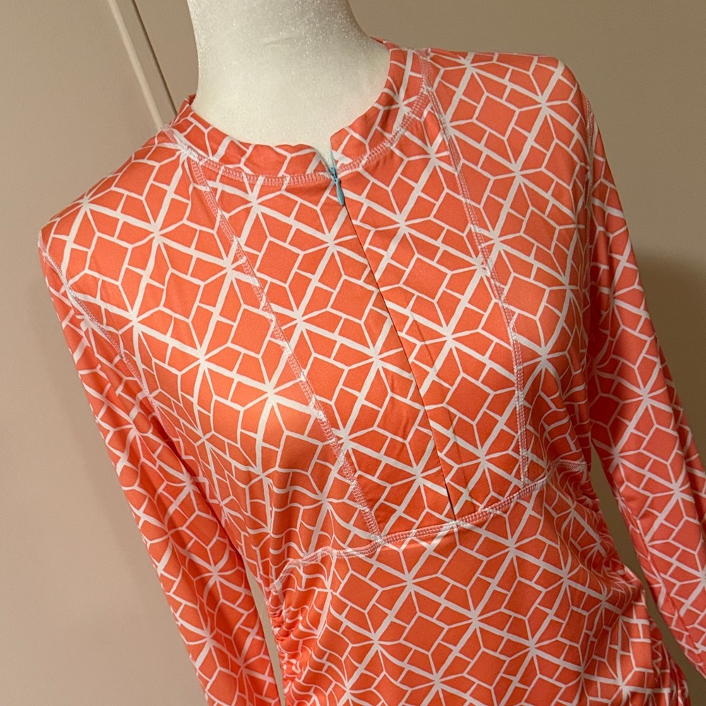 Reel Legends Orange Geometric Long Sleeve Top